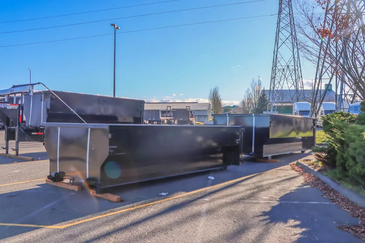 Roll-off dumpster ready for waste disposal at job site for Construction Dumpster Rental in Plymouth